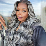 P1B/Grey Color Body Wave 13x4 Transparent Lace Front Wig