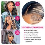 P1B/Grey Color Body Wave 13x4 Transparent Lace Front Wig