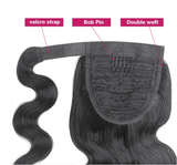 Body Wave Long Wavy Wrap Around Clip In Ponytail Hair Extension Brazilian Remy Human Hair - MyPlushWigs
